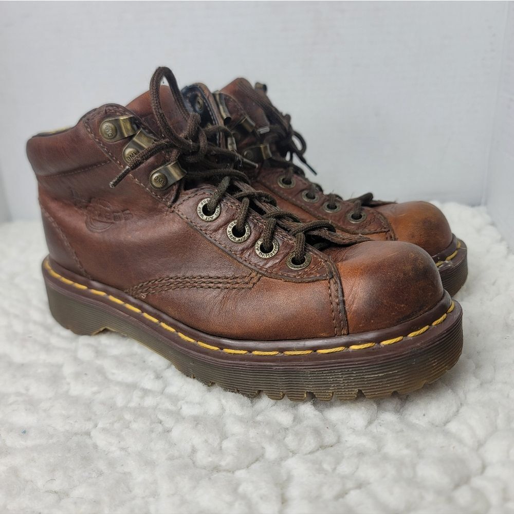 Vintage Dr. Martens 8287 Made In England Brown Leather Boots Womens US 6 UK 4